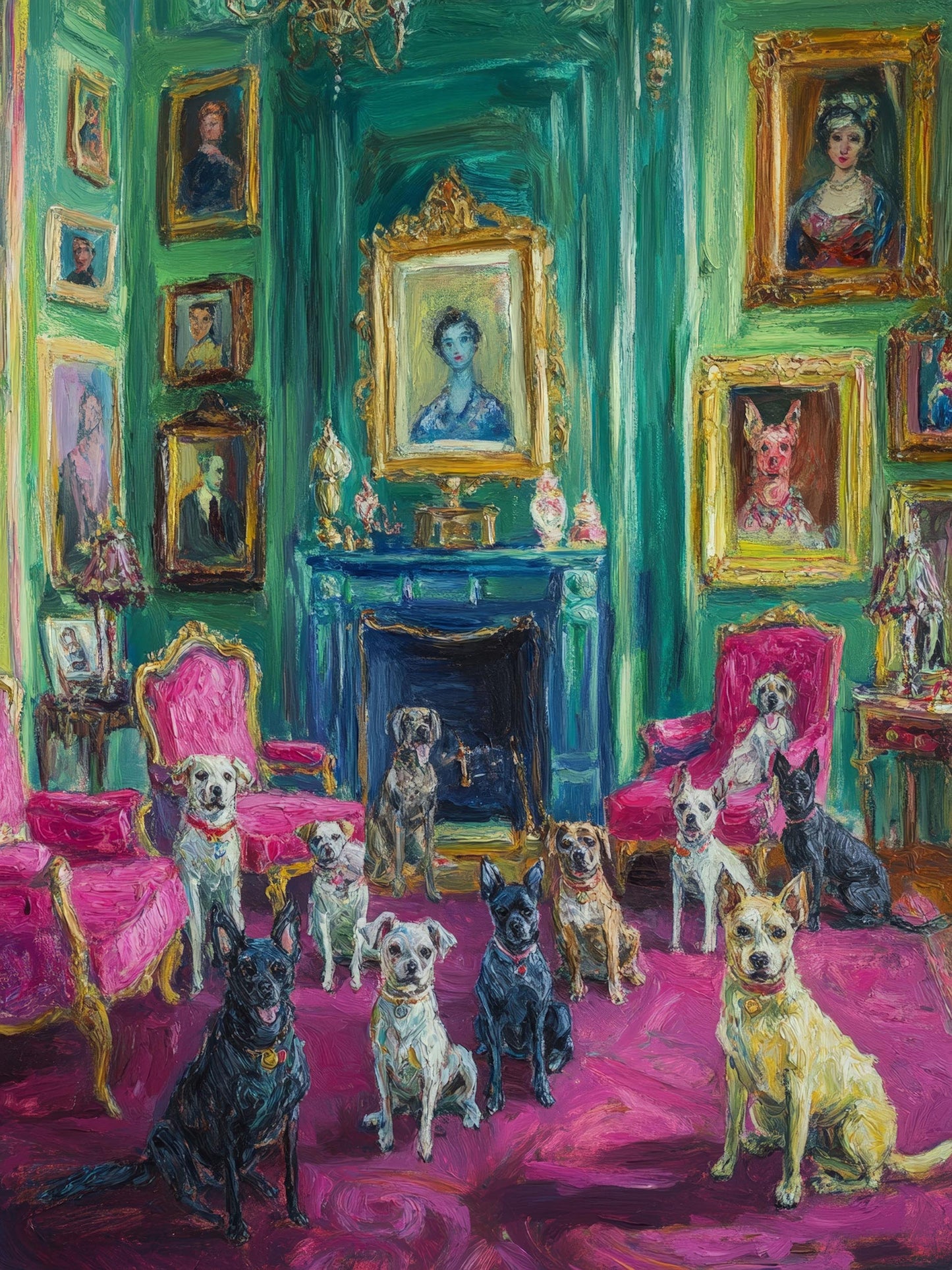 Parlor Dogs Taking Tea